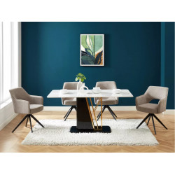 Chaise pivotante avec accoudoirs en tissu et métal noir - Taupe -