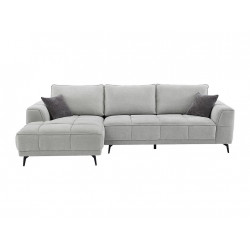 Canapé d'angle gauche en tissu texturé gris clair