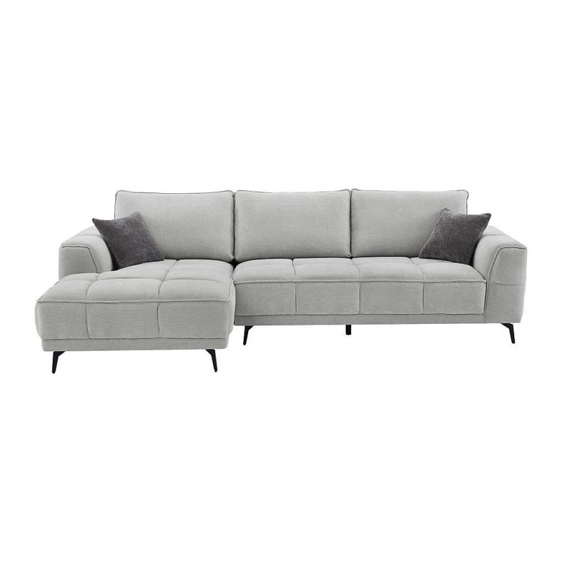 Canapé d'angle gauche en tissu texturé gris clair