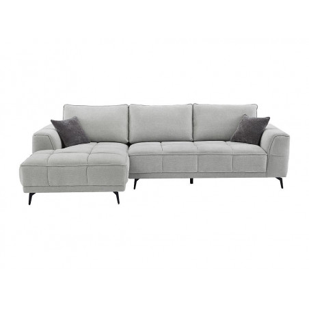 Canapé d'angle gauche en tissu texturé gris clair