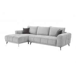 Canapé d'angle gauche en tissu texturé gris clair