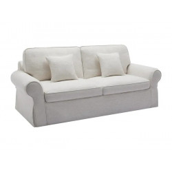 Canapé 3 places en lin et tissu chiné blanc