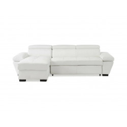 Canapé d'angle gauche convertible en cuir blanc