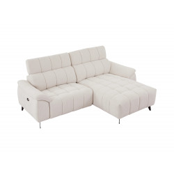 Canapé d'angle droit relax électrique en tissu texturé beige