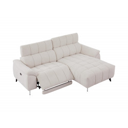 Canapé d'angle droit relax électrique en tissu texturé beige