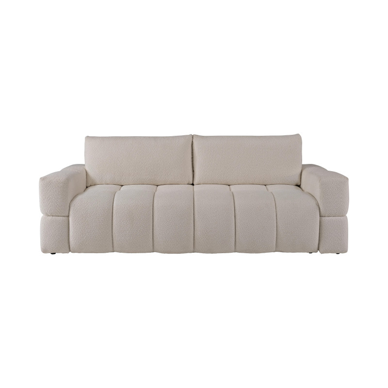 Canapé 3 places convertible en tissu bouclette beige