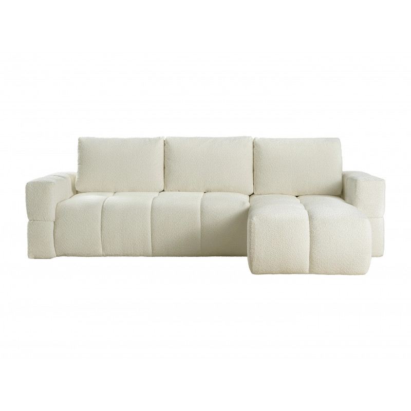 Canapé d'angle réversible convertible en tissu bouclette beige