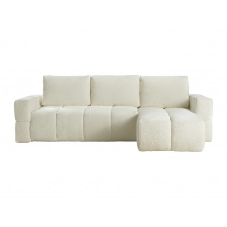 Canapé d'angle réversible convertible en tissu bouclette beige