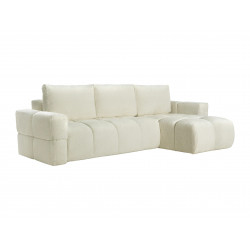 Canapé d'angle réversible convertible en tissu bouclette beige