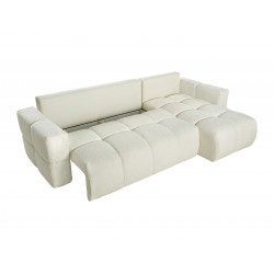 Canapé d'angle réversible convertible en tissu bouclette beige