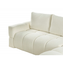 Canapé d'angle réversible convertible en tissu bouclette beige
