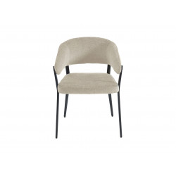 Lot de 4 chaises avec accoudoirs en tissu et métal noir - Beige -