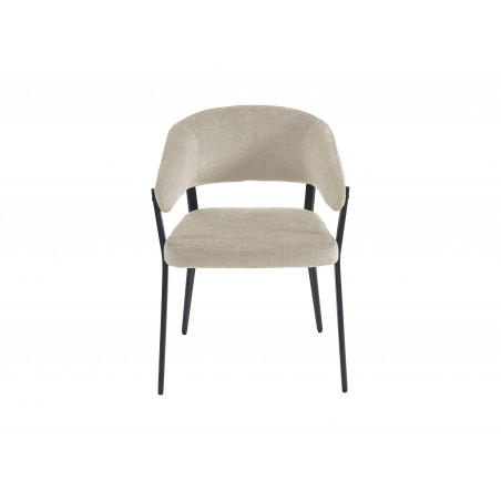 Lot de 4 chaises avec accoudoirs en tissu et métal noir - Beige -
