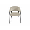 Lot de 4 chaises avec accoudoirs en tissu et métal noir - Beige -