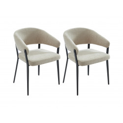 Lot de 4 chaises avec accoudoirs en tissu et métal noir - Beige -
