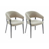 Lot de 4 chaises avec accoudoirs en tissu et métal noir - Beige -