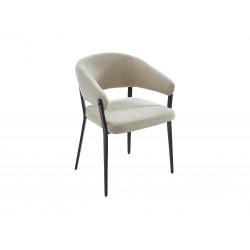 Lot de 4 chaises avec accoudoirs en tissu et métal noir - Beige -
