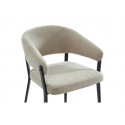 Lot de 4 chaises avec accoudoirs en tissu et métal noir - Beige -