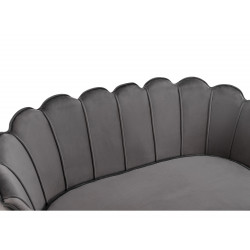 Canapé 2 places coquillage en velours anthracite