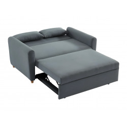 Canapé 2 places convertible en tissu gris