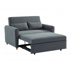 Canapé 2 places convertible en tissu gris