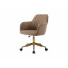 Chaise de bureau - Velours - Beige et doré - Hauteur réglable