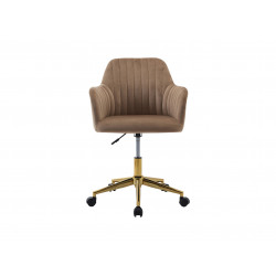 Chaise de bureau - Velours - Beige et doré - Hauteur réglable