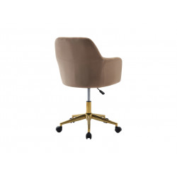 Chaise de bureau - Velours - Beige et doré - Hauteur réglable